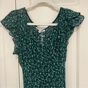 Reformation Lisola Green Floral Maxi Dress